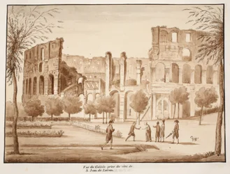 Vue du Colisée du côté de Saint-Jean-de-Latran, 1833 (eau-forte avec lavis brun)